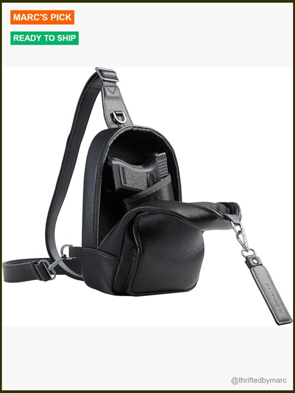 Magnetic Closure Crossbody Bag with Holster, Tactical EDC Sling